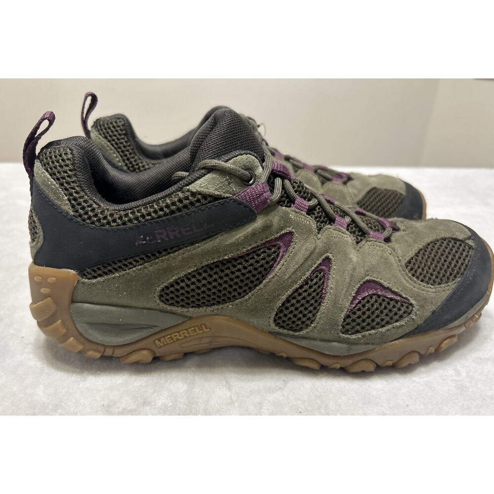Merrell Shoes Women’s Size 9.5 Green Purple Hiking Trail Running Outdoor Lace Up